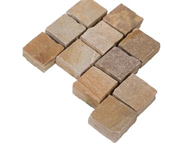 Pflastersteine Quarzit Irish Gold freigestellt