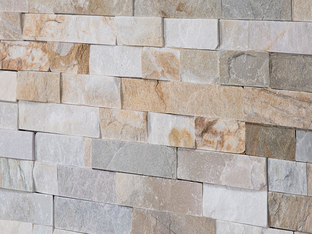 Edle Quarzit-Verblender Cordoba Gold mit spaltrauer Oberfläche Verblender Quarzit Cordoba Gold