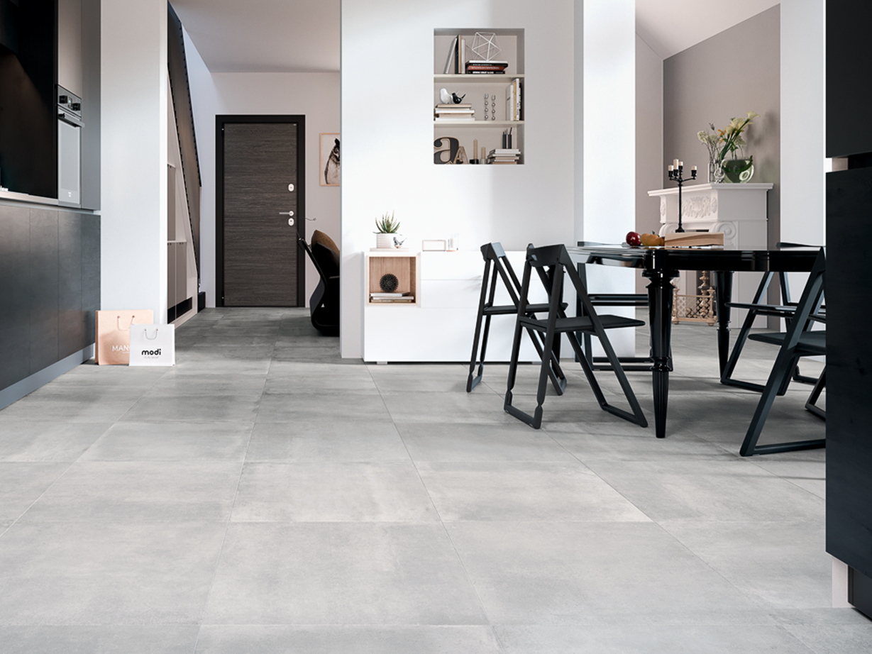 Pure und stimmige Farbgebung mit Pure Clay Küche mit Betonoptik-Fliesen Pure Clay