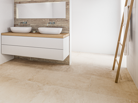 Urban Beige in Kombination mit Country Oak Badezimmer