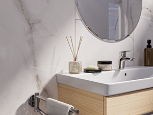 Marmoroptik Perla Crema Waschtisch nah