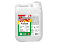 Ein Eimer Grundierung für die Verlegung von Fliesen