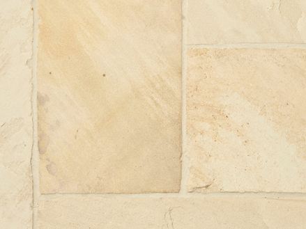 Sandstein-Platten Yellow Mint in der Nahaufnahme von oben