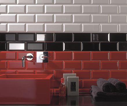 Casa1 Metrofliesen blanco negro rojo