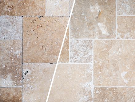 Travertin verfugt und unverfugt